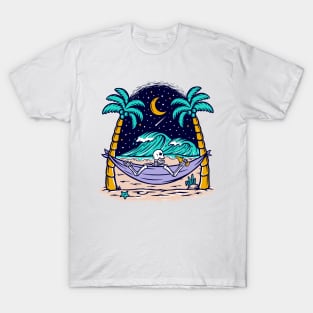 A skeleton spending the night by the sea T-Shirt